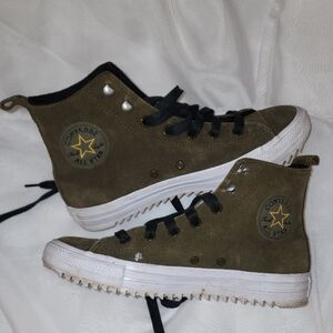 Converse Khaki High-Top Sneakers with Black Accents